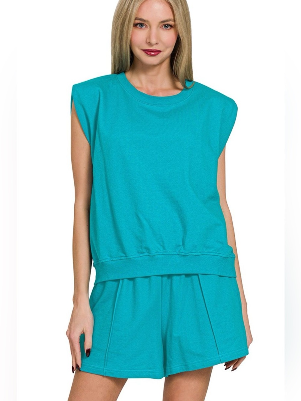 Zenana French Terry Sleeveless Top & Shorts Set